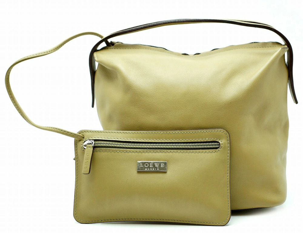 Loewe Handbag Pouch Clutch Leather Moss Green